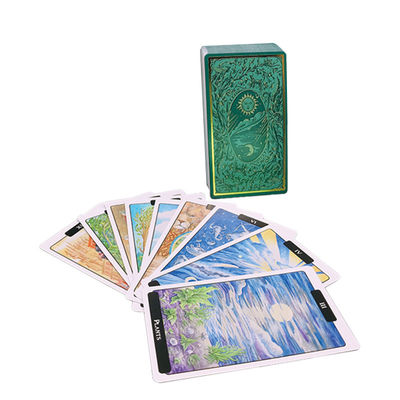 Αγορά κάρτες 100x150mm Tarot με το παιχνίδι πράσινου χρώματος φύλλων αλουμινίου καρτών του ματ χρυσού online manufacture